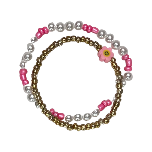 Pink Hippie Pearl Bracelet Set